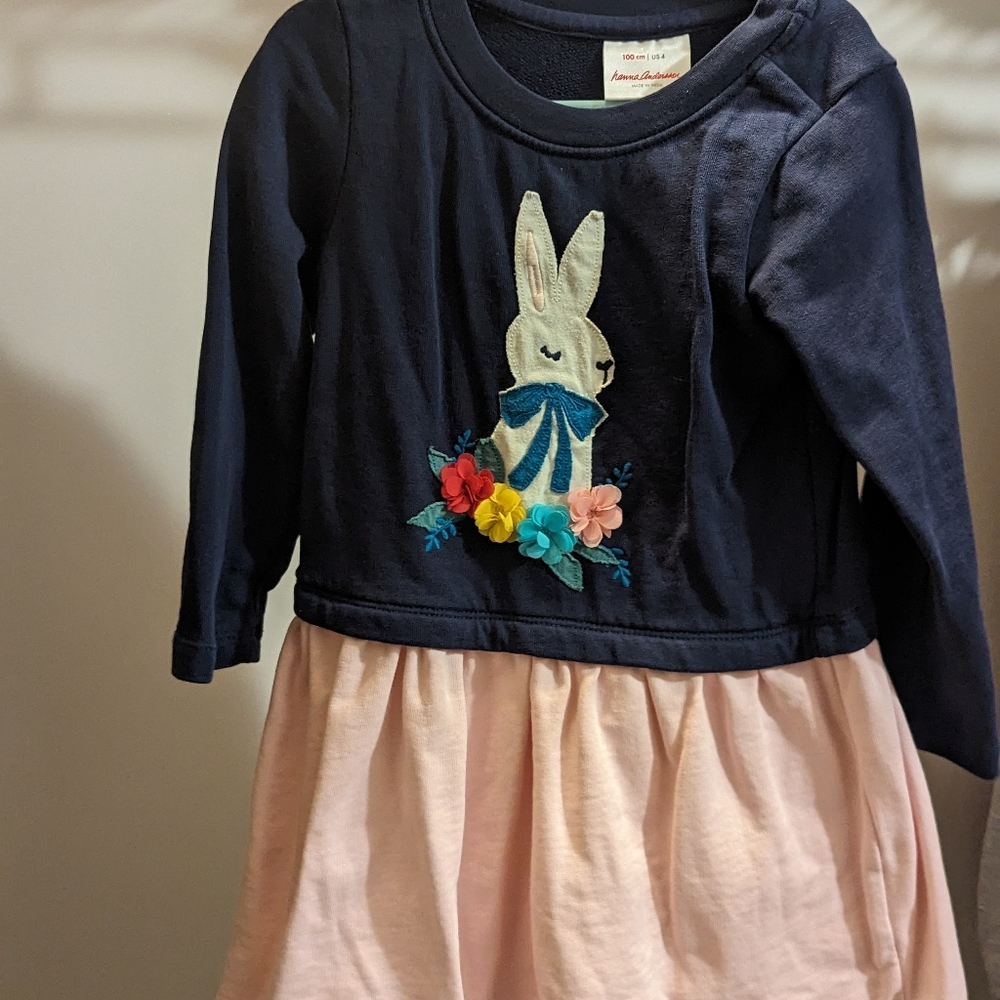 Hanna Andersson Bunny Applique Sweatshirt Dress